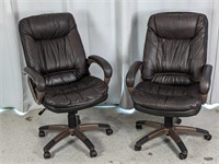 (2)Highback Executive Leather Swivel Chair Duo