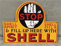 STOP & FILL UP HERE WITH SHELL Enamel Sign - 475