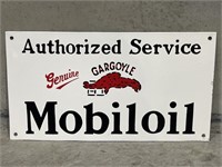 MOBILOIL GARGOYLE Authorized Service Enamel Sign