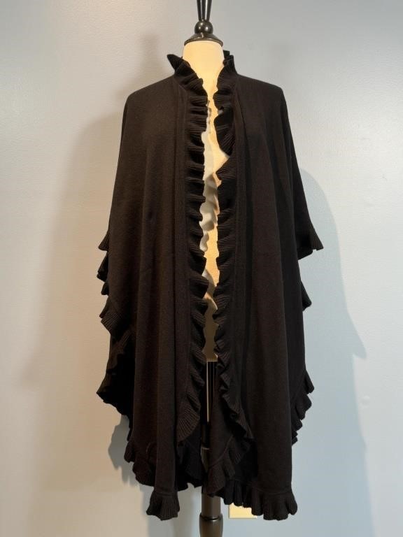 Guy Laroche Ruffled Wool Blend Wrap