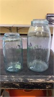 Two antique Mason jars, 1858 Patent date, JC Co