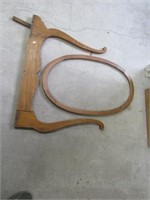 Oak Mirror Harp, Oval Wood Mirror Frame  need TLC