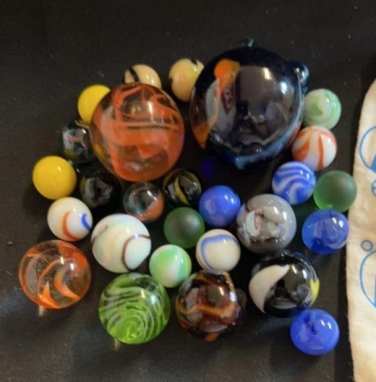 Group of vintage marbles, boulders, and regulars