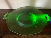 Etched Uranium Glass Tray