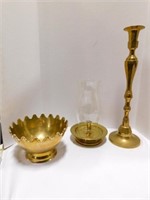 Brass Décor Candle Stick, Bowl and Globe