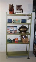 One Green Metal Shelving Unit and ALL Contents