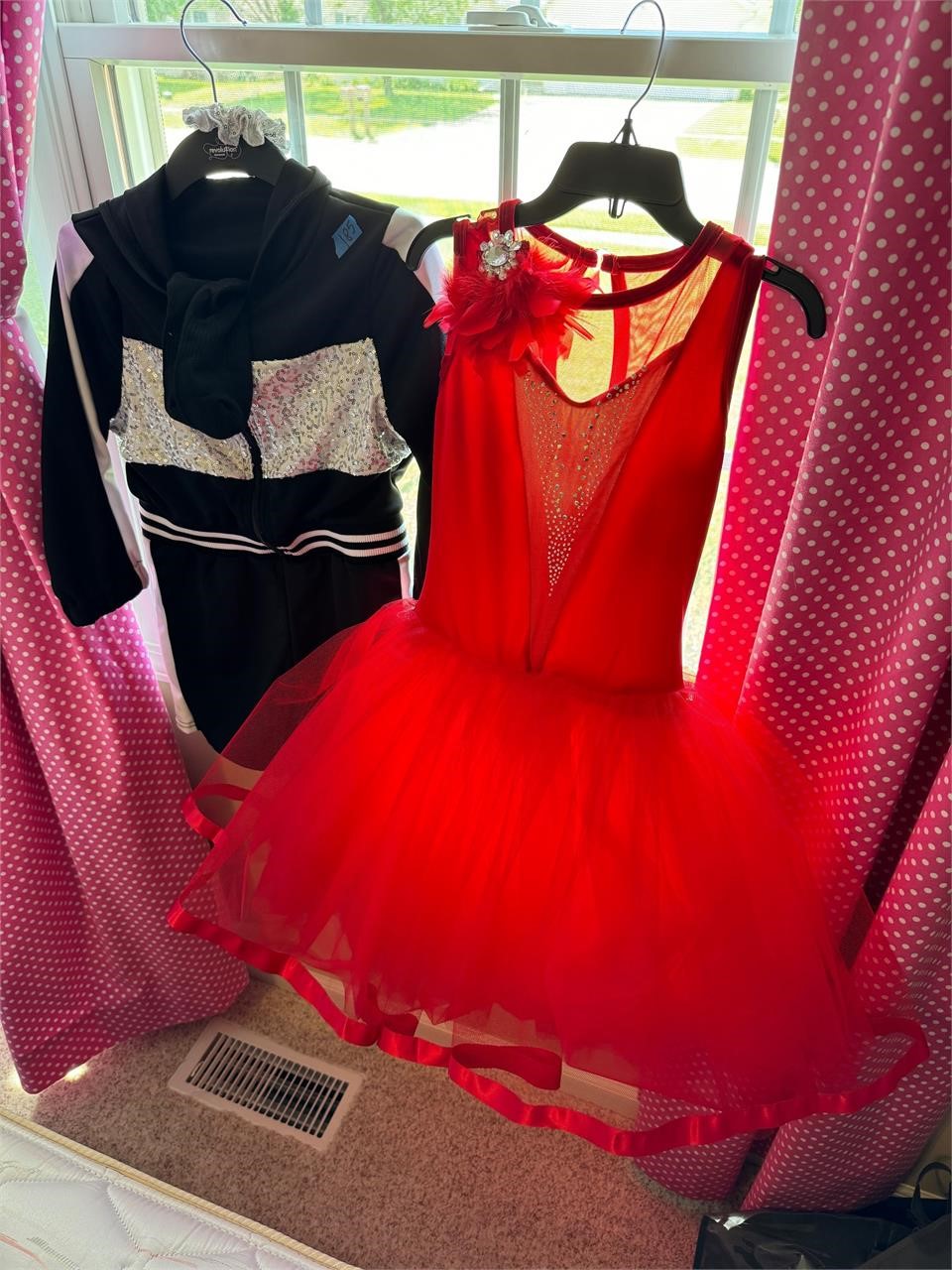 (2) Girls Dance Costumes-Red Curtain Call CLA