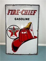 1947 FIRE-CHIEF TEXACO PORCELAIN SIGN 12x18