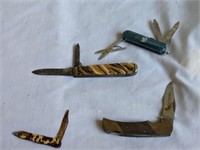 4 Pocket Knives, longest 7" open