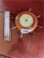 Ship Wheel Barometer, Easy Read Thermometer