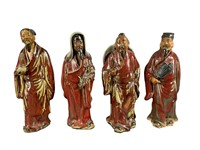 (4) Ceramic  Asian Figurines, One Broken Head can