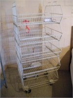 Wire Basket Rack on Casters 25x24x59