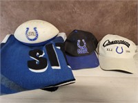 Colts blanket ball and 2 hats