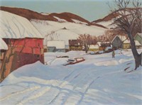 After A.T. Hibbard Oil on Canvas Winter Landscape