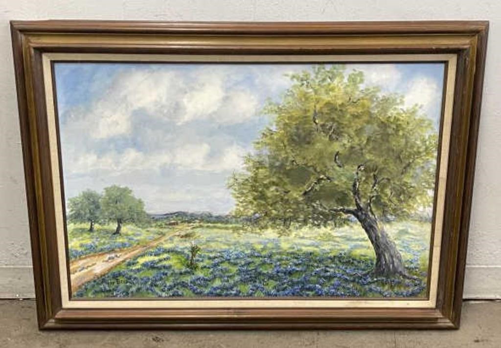 Peachy Butler Bluebonnet Oil Painting on Canvas