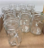 TRAY OF HANDLED MASON JARS