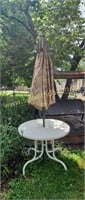 Outdoor table - umbrella and cast iron base