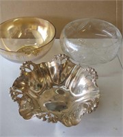 Three Decorative Bowls - Glass & Silver Plate