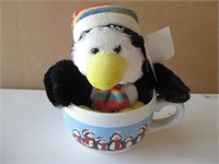 NWT Plush Christmas Penguin In Large Cup