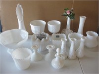 Milk Glass - Seventeen Assorted Pieces