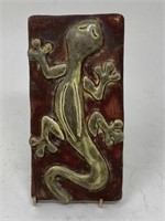 Vintage Signed Gecko Studio Pottery Tile