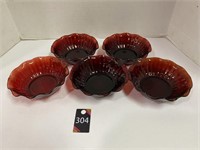 Ruby Red Glass Cereal Bowls