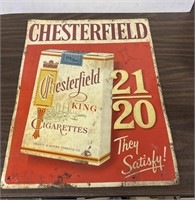 18"x23” 1975 Vintage Metal Chesterfield Cigarettes