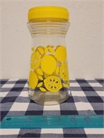 Glass Juice Carafe Jar Yellow Lemon Design with
