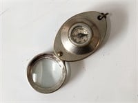Vtg Pocket Compass/ Loupe Magnifying Glass