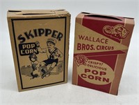 Wallace Bros. Circus & Skipper Pop Corn Boxes (2)