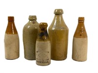 5 Early Stoneware Bottles