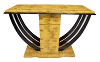 FRENCH ART DECO BIRDS EYE MAPLE CONSOLE TABLE