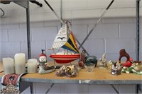 Lot of Decor items, Boat,  golf clubs, birds, etc