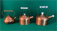 3 Copper Tea Kettles