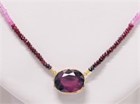 $2440. 14K Ruby,Sapphire, Diamond Necklace