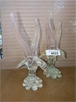 2 handblown glass birds w/ pink glass wings-Art