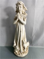 Girl Praying with Rabbit and Sheep Statue