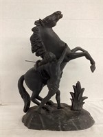 Metal Sculpture of Horse and Man