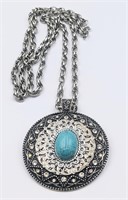 Sterling Silver Pendant & Turquoise Necklace