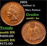 1901 Indian 1c Grades GEM+ Unc BN