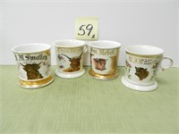 (4) Cow Design Shaving Mugs - Muller, Smalley,