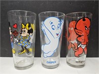 Pepsi Cartoon Glasses Hot Stuff , Casper & Mickey
