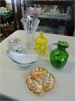 Art Glass, Hand made Pitcher, Crystal Vase, etc