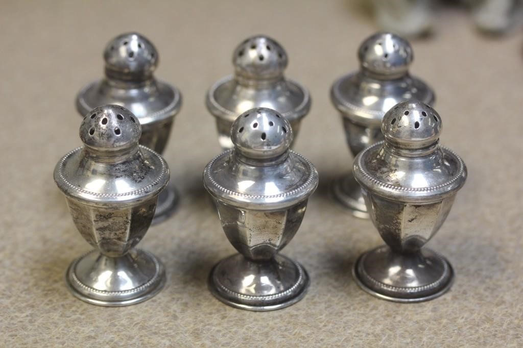 Lot of 6 Sterling Salt and Pepper Shakers