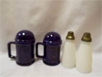 Cobalt Blue Glazed Pottery Salt & Pepper Shakers &