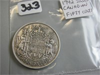 1942 Silver Canadian Fifty Cents Coin