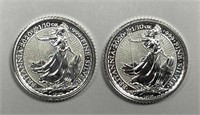 GREAT BRITAIN: Two 2020 1/10 oz Silver Britannia's