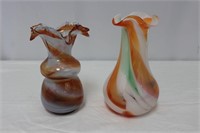 Murano Style Glass Vase Duo