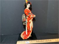Vintage Japanese Geisha Girl Doll In Kimono 16.5"