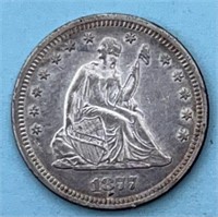 1877S No Motto Seated Liberty Quarter